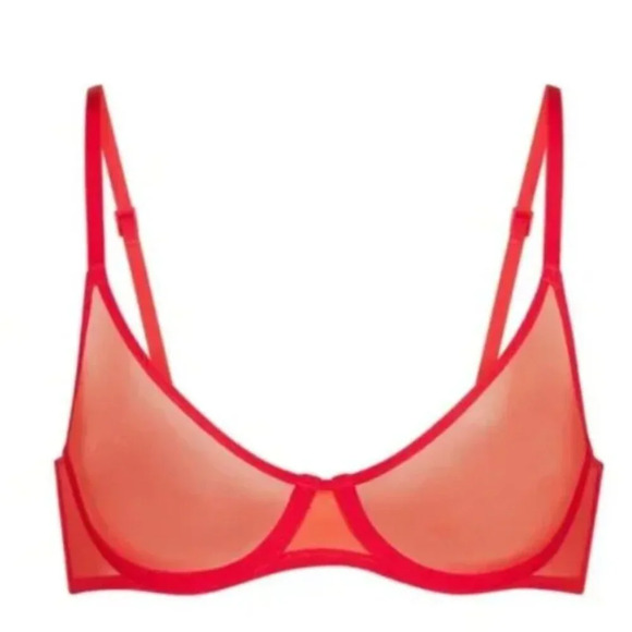 SKIMS ULTRA FINE MESH UNDERWIRE SCOOP BRA POPPY 42A - Picture 4 of 8
